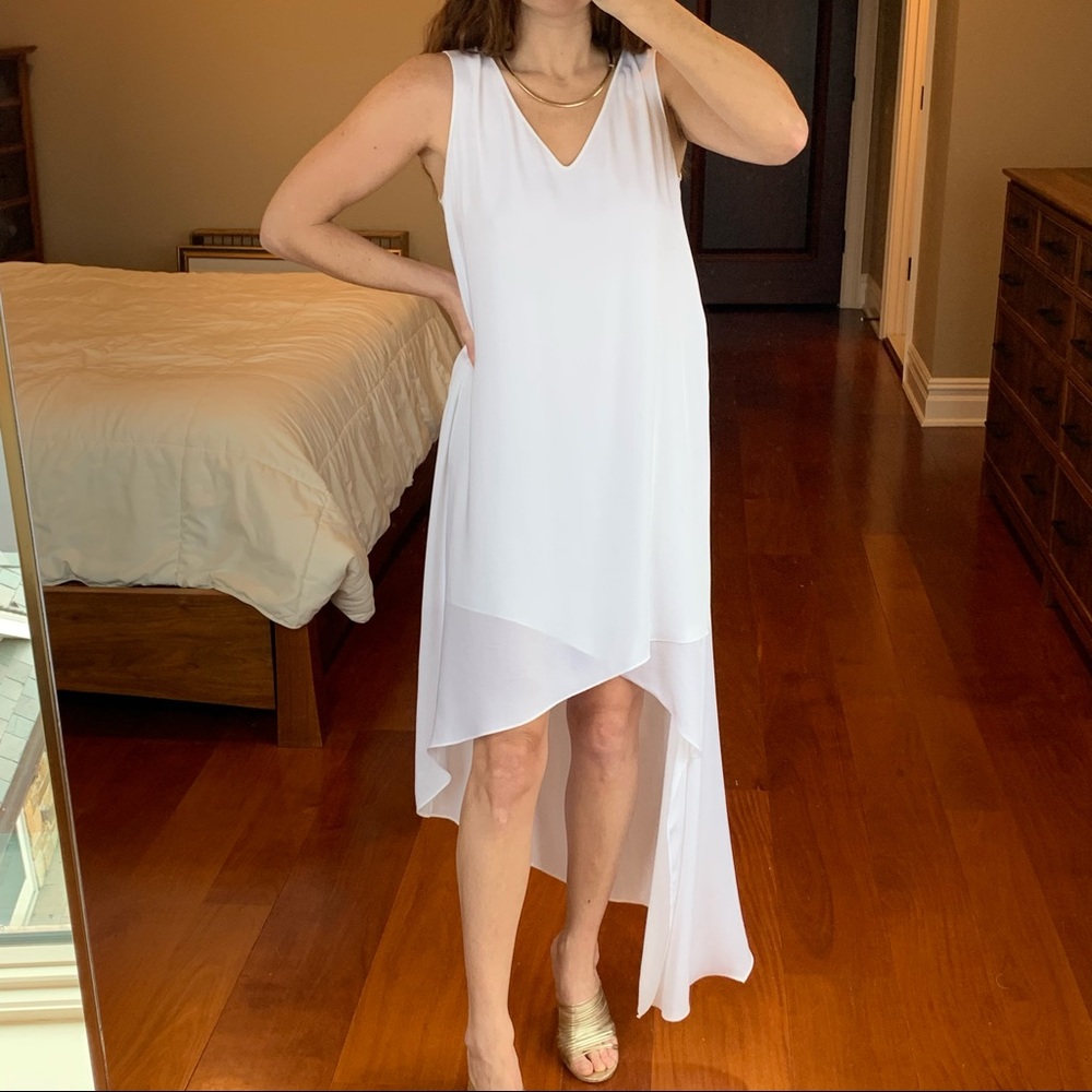 BCBG White Asymmetrical Tank Dress ~ Size XS